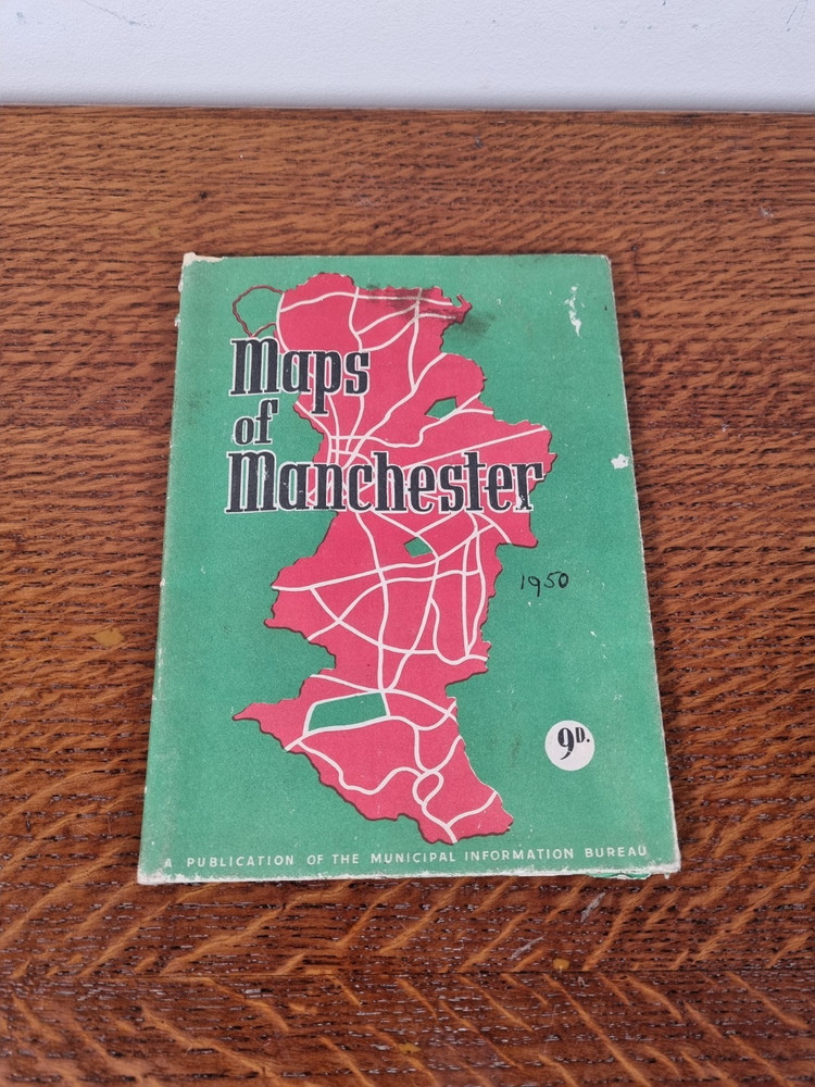 Maps Of Manchester 1950 Municipal Information Bureau suburbs and towns Vintage