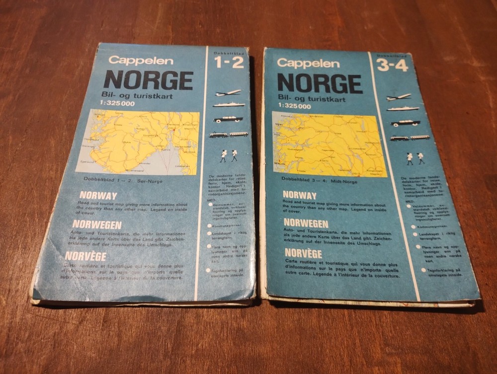 Cappelen Norge Road and Tourist Maps 1-2 and 3-4 Vintage