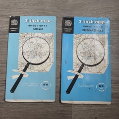 2x Vintage Ordnance Survey 2.5 Inch Maps Sheet SK 17 Tideswell SK 18 Castleton