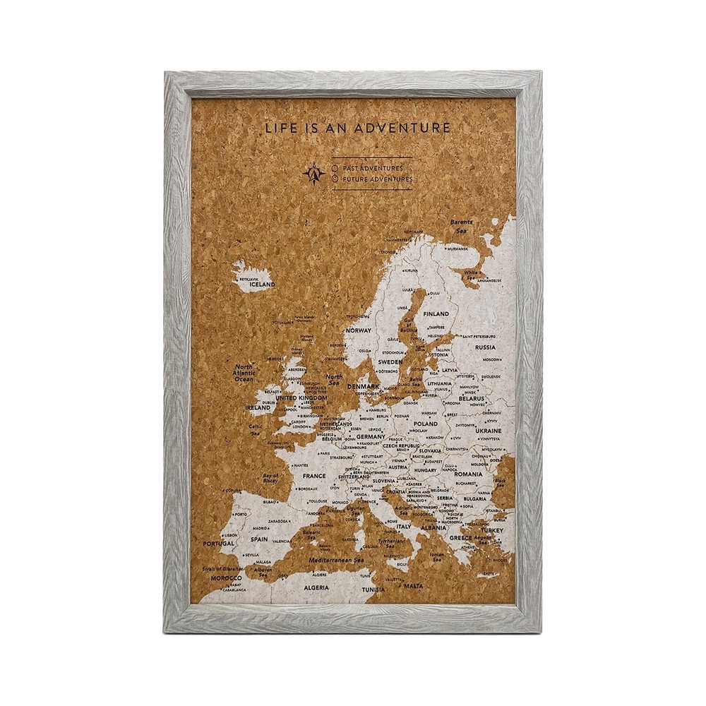 Europe Travel Map Pin Board Pins Splosh Personalised European Planner Maps Grey
