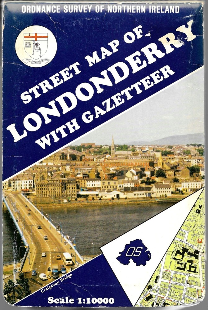 Ordnance Survey NI Street Map – Londonderry Derry with Gazetter – VGC