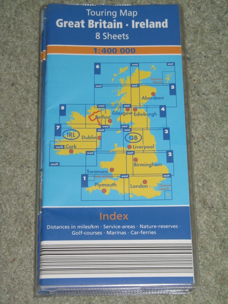Touring Maps of Great Britain & Ireland – set of 8 maps – 2007 – 1:400,000