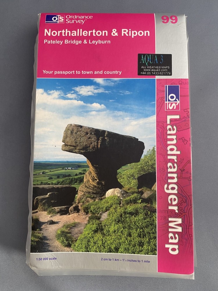Ordnance Survey. Northallerton & Ripon Map 99 Laminated Landranger. 1:50 000.