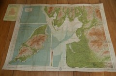 BARTHOLOMEW’S REDUCED SURVEY MAP OF NORTH LANARKSHIRE ON CLOTH 1940’s RARE E386