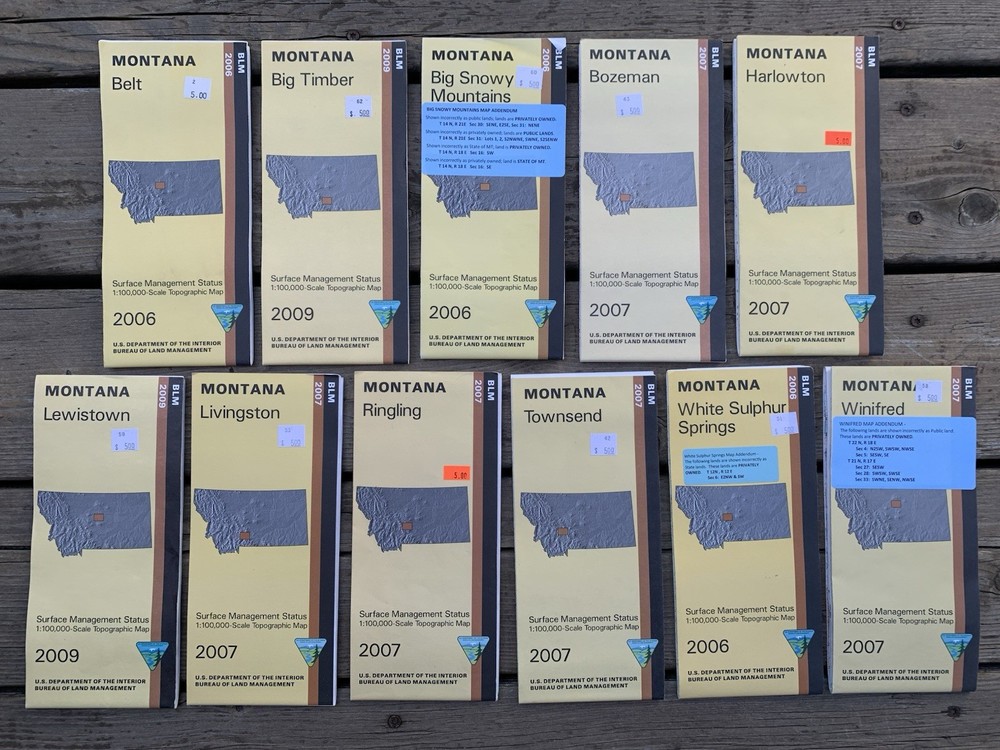 11 BLM Central Montana MT Topographic Topo Maps 2006 2007 2009 Collection Lot