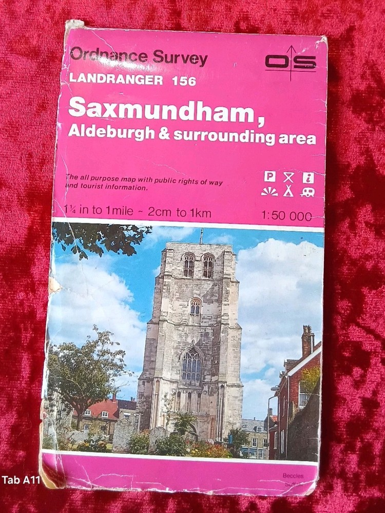 Vintage OS Landranger Map Saxmundham Aldeburgh Suffolk Sheet 156 1990s Series