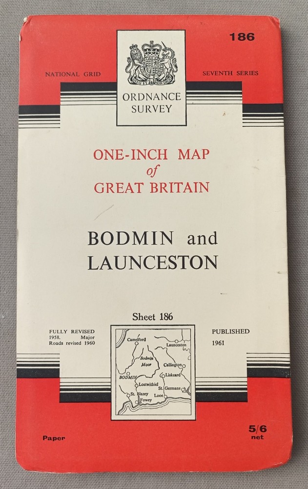 BODMIN & LAUNCESTON Ordnance Survey One-Inch Map Sheet 186 7th Series 1961