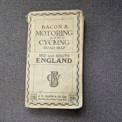 Bacon’s Cycling and Motoring Road Map of England & Wales, Cloth Backed Vintage