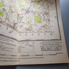Winchester England Ordnance Survey #168 Map Hiking 1945 foldout Britain vintage