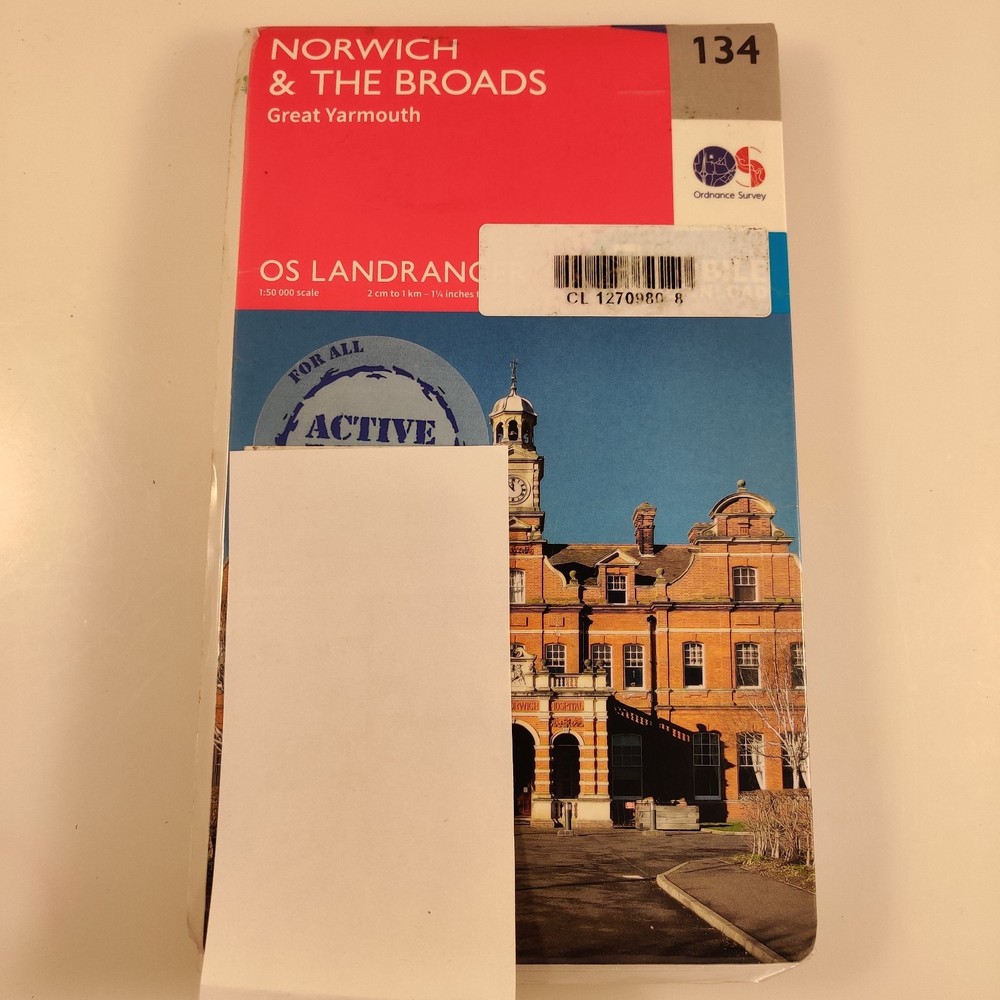 OS Landranger 134 Norwich, The Broads & Great Yarmouth – Active Map