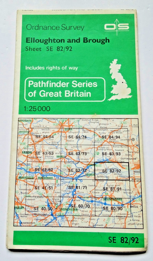 Ordnance Survey Map – Pathfinder – Elloughton- Sheet SE 82/92- 1:25000 – 1976