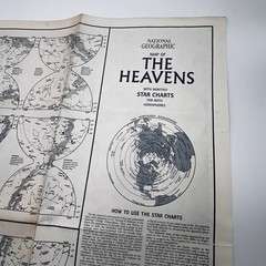 Vintage 1970 The Heavens National Geographic Poster Star Chart Map, 23” x 35”