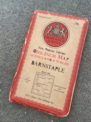 OS Ordnance Survey One Inch Paper Map, Barnstaple, Sheet 163, 1946
