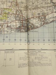 Vintage Ordnance Survey Map England And Wales Sheet 182 Brighton And Worthing