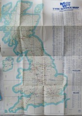 1978 MotorWay Tyre Centre Branch Directory & map of Great Britain
