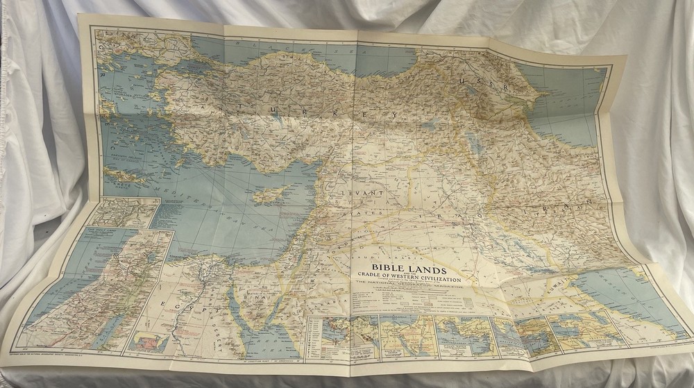 National Geographic Map Bible Lands And The Cradle Of Western Civilization 1938