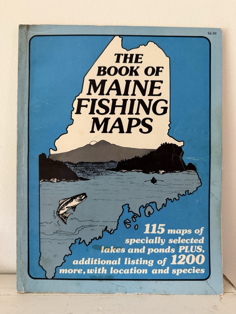 DeLorme Maine 115 Fishing Maps Lakes, Ponds, Counties, Towns, Depths, Fish 1980