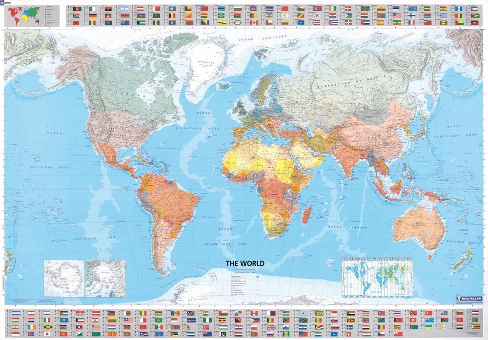 The World – Michelin rolled & tubed wall map Encapsulated by Michelin (English)