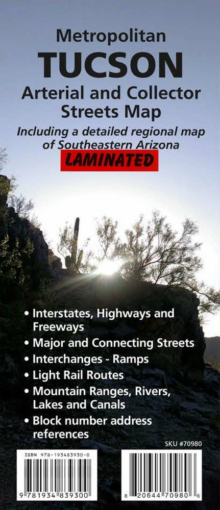 Gloss Laminated Metropolitan Tucson Arterial and Collector Streets Map Including