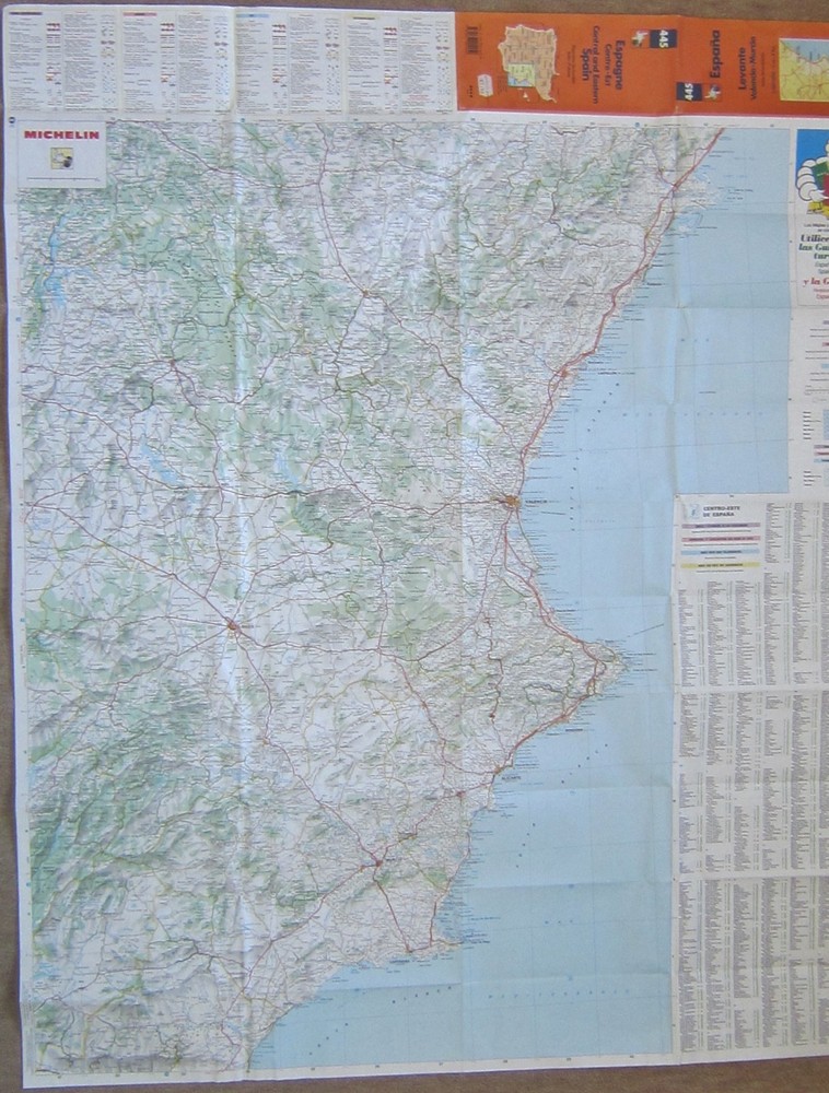445 Michelin Map-SPAIN- 1/400,000 Levante, Valencia, Murcia- index list of towns