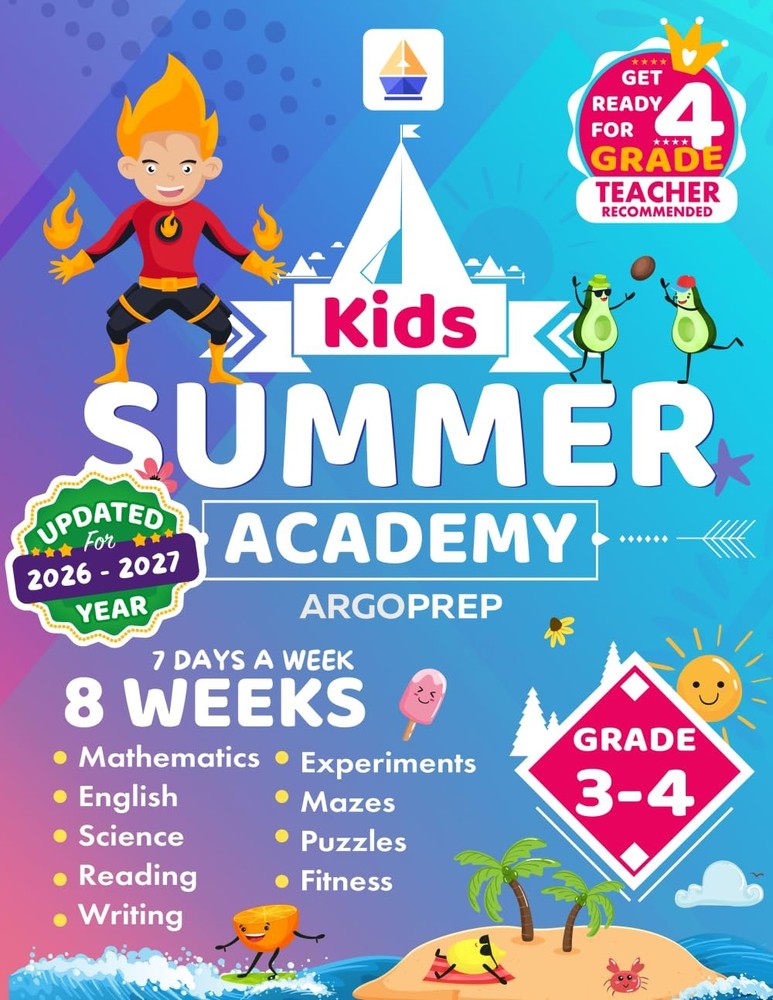 Kids Summer Academy by ArgoPrep – Grades 3-4: 8 Weeks of Math, Reading,…