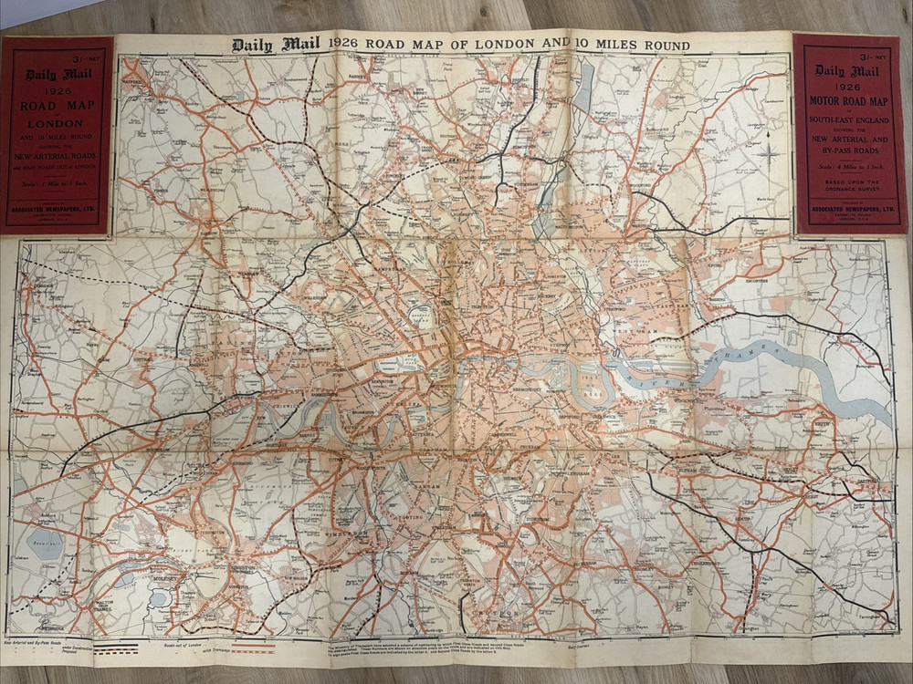 VTG 1926 (1920’s) – Daily Mail Road Map of London / South-East England E7