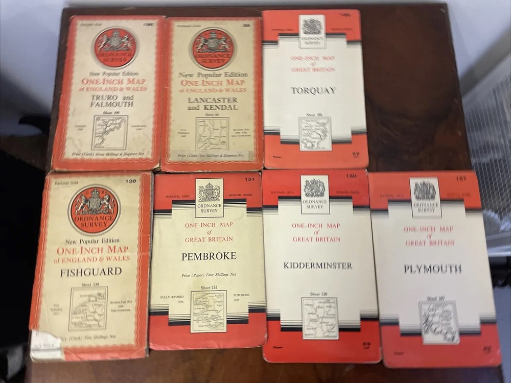Ordnance Survey One Inch Maps 1950s 1960s Truro Torquay Fishguard Pembroke