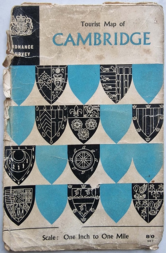 Tourist Map of Cambridge. 1965. Vintage. 1 inch to 1 mile.
