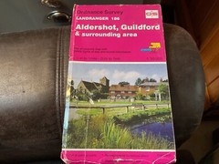 OS Ordnance Survey Landranger Map Sheet 186 Aldershot & Guildford – 1995