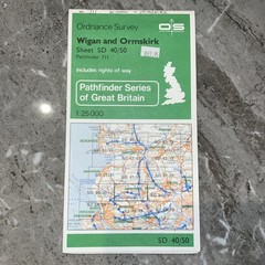 Vintage Ordnance Survey Pathfinder Wigan & Ormskirk 1982 Sheet SD 40/50