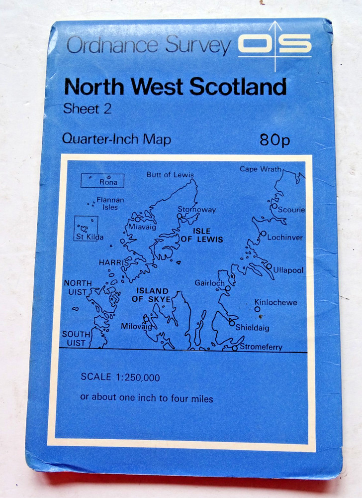 Ordnance Survey Quarter inch map – North West Scotland – Sheet 2 – 1974- Paper