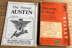 Austin Motors vintage Midlands/Wales map, imperfect, + 1987 Austin journal