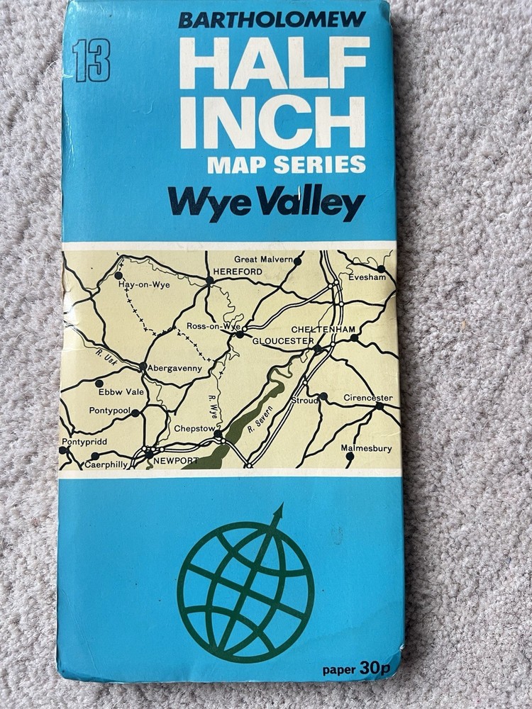 Bartholomew Map Wye Valley Hereford Vintage 70s 1971 Paper ½” Free Post UK