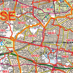 (G48) Map of Dartford DA Postcode Sectors, Poster of Dartford Postcodes