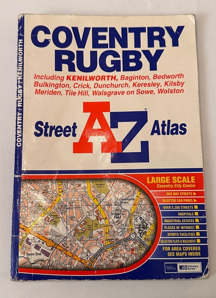 Vintage 2004 Edition 4 A-Z Coventry & Rugby Street Atlas Map + Kenilworth