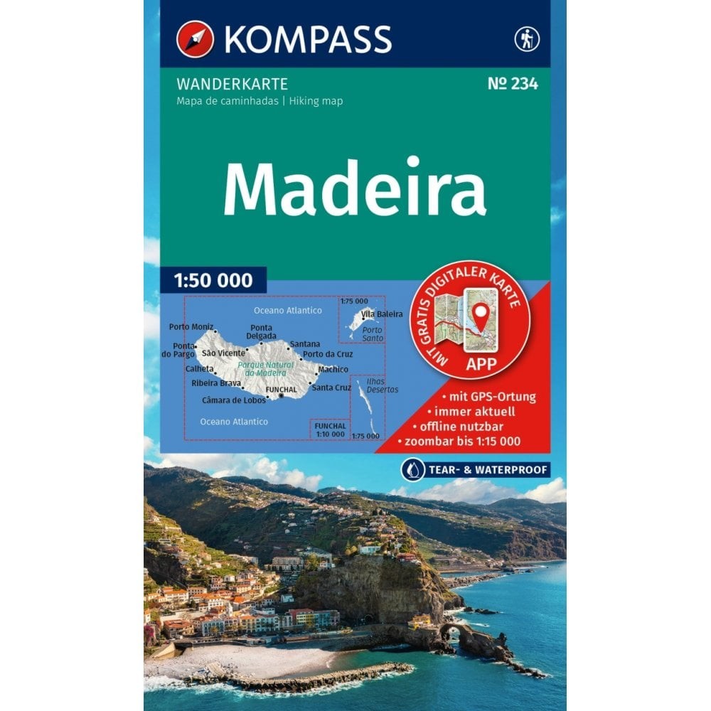 Madeira Portugal Kompass map 234 hiking walking topographic 1:50K