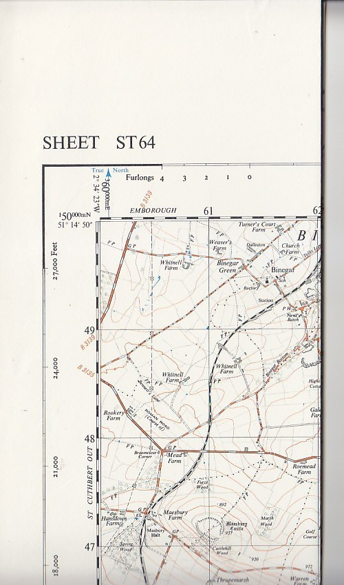 Ordnance Survey 1:25,000 First Series Map Sheet ST 64 Shepton Mallet
