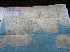 Vintage Map-Carte Touristique de la Cote de Cornouaille-Collection Rivages 25-VG