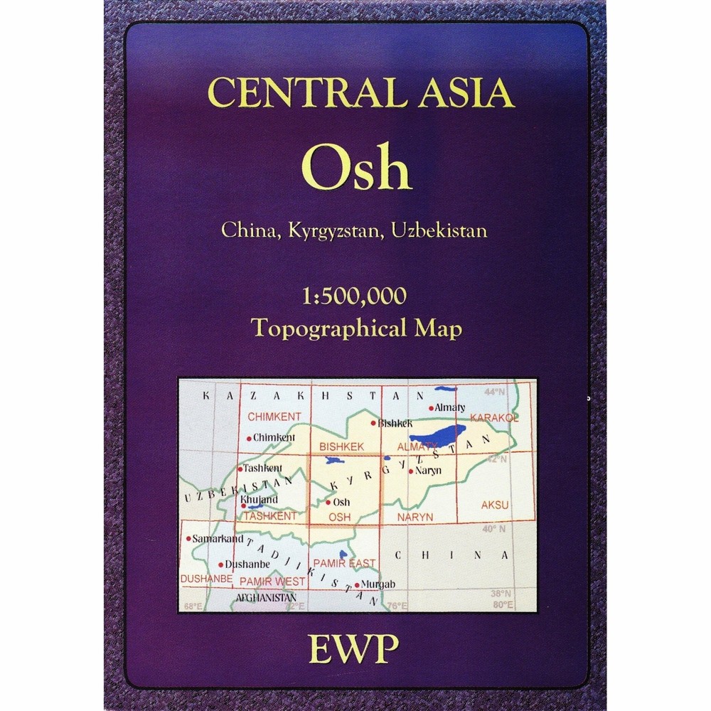 Osh topographic map Central Asia Kyrgyzstan Uzbekistan hiking trekking driving