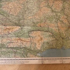 Bartholomew’s Quarter Inch Cloth Map Of Ireland Wexford And Tipperary Sheet 3