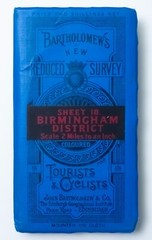 Antique Bartholomew’s Half Inch Contoured Map 18 Birmingham c 1900 Cartography