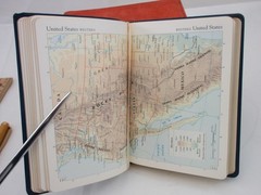 ATLAS The Traveler’s Atlas A Geographic Handbook c1997 Suede Cover 4×6″ ORANGE