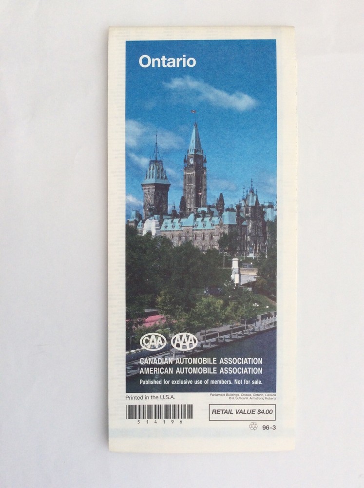 Vintage Tourist Map – Ontario – Canada by AAA and CAA – Edition 1996