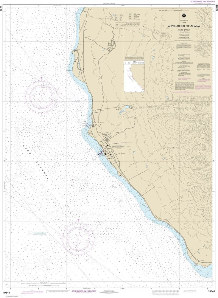 Approaches to Lahaina, Island of Maui | Waterproof NOAA Chart 19348