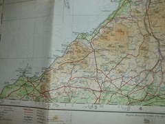 Vintage ORDNANCE SURVEY ROAD MAP OF CAERNARVON, BANGOR & COLWYN BAY 1928.