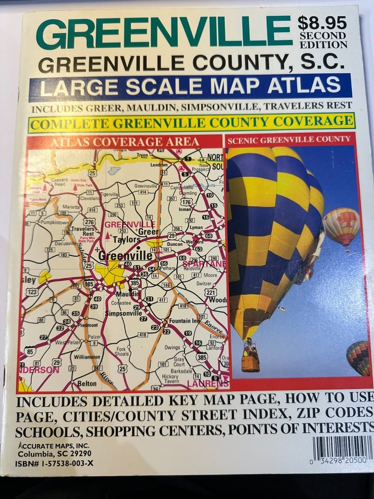 1996 Greenville County SC Large Scale Map Atlas – Accurate Maps – Second Edition