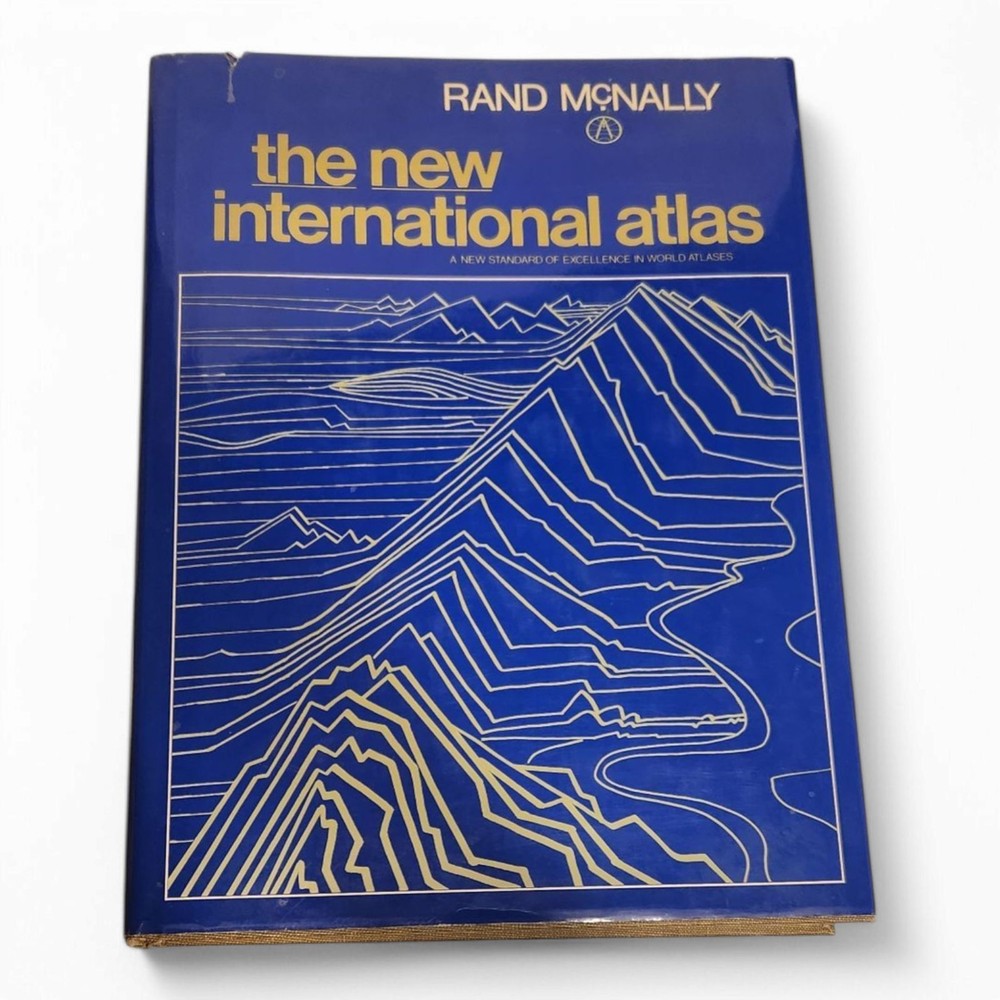 Rand McNally ‘The New International Atlas’ (1981) – Hardcover, Blue Dust Jacket