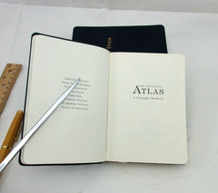 ATLAS The Traveler’s Atlas A Geographic Handbook Leather 4×6 NAVY