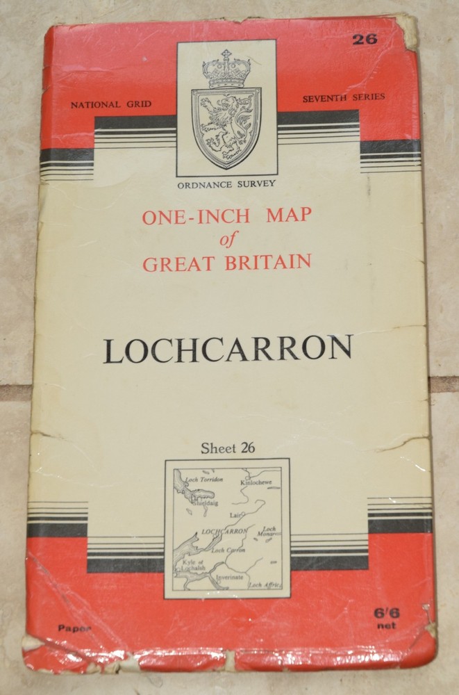 LOCHCARRON Ordnance Survey One-Inch Map Sheet 26 7th Series 1957 (1965) Paper
