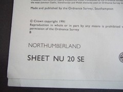 Ordnance Survey (OS) 1:10 000 Original Sheet Map, NORTHUMBERLAND NU 20 SE, 1991